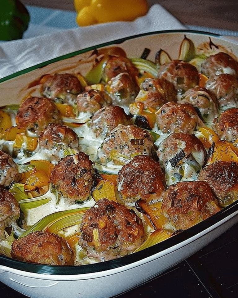 Kartoffelauflauf mit lauch, hackbällchen und gorgonzola !