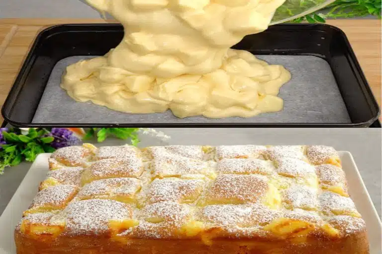 Apfelkuchen mit Vanillepudding