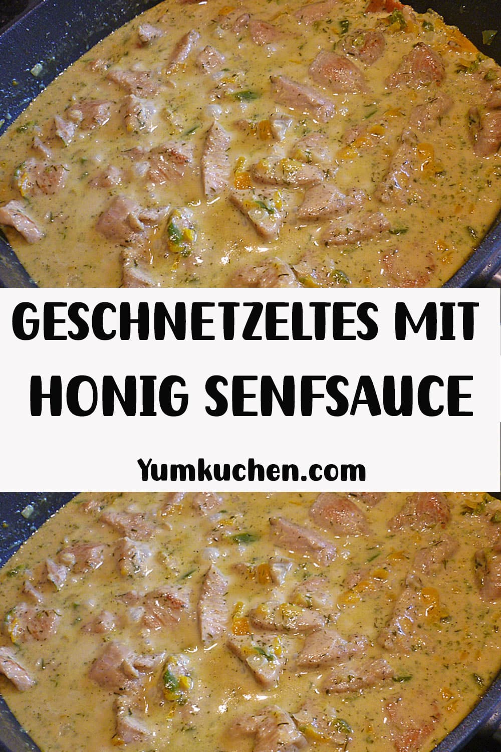 Geschmackvolles Geschnetzeltes mit Honig Senfsauce, ein kulinarisches Highlight der deutschen Küche.