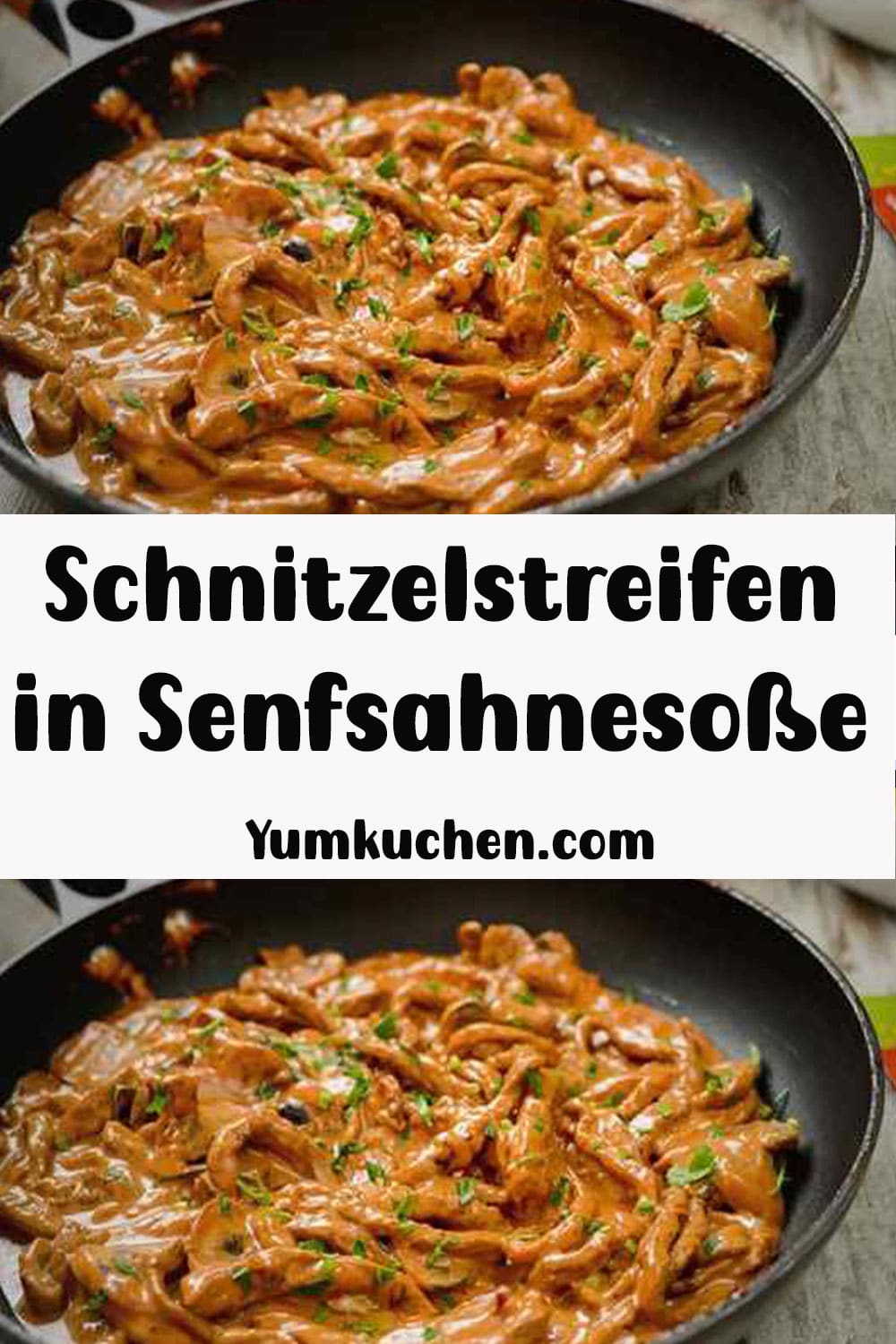 Schnitzelstreifen in Senfsahnesoße