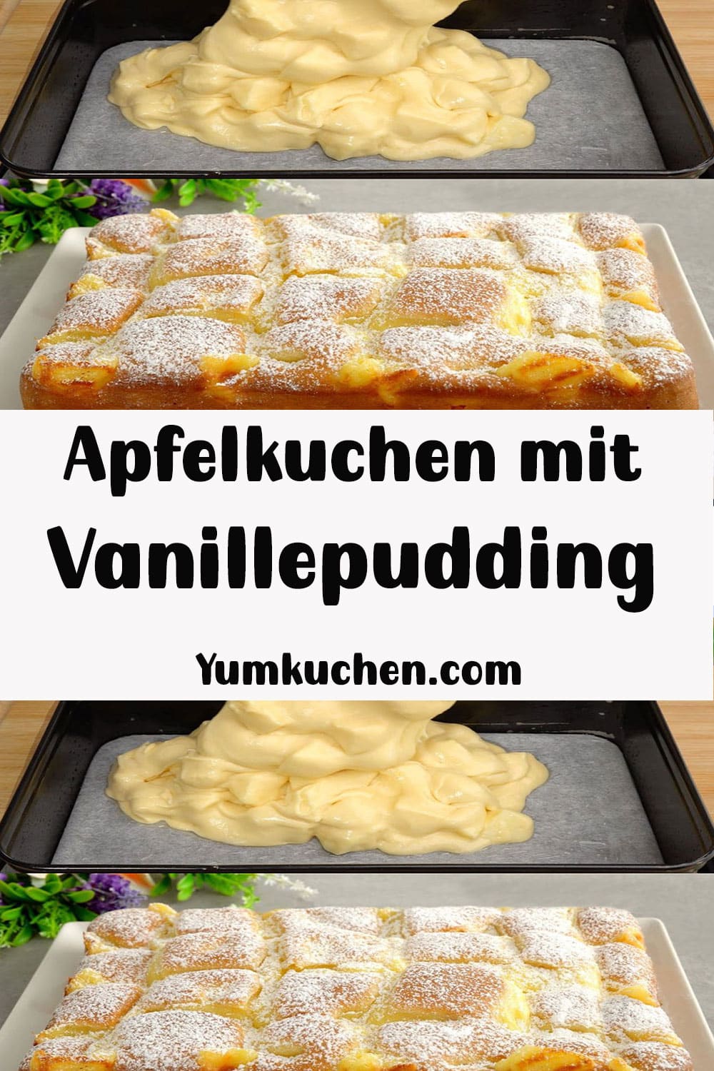 Apfelkuchen mit Vanillepudding