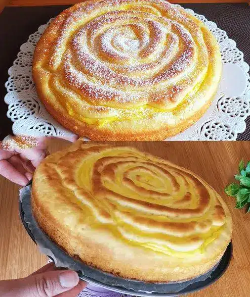 Apfelkuchen mit Vanillepudding, es schmilzt einfach im Mund