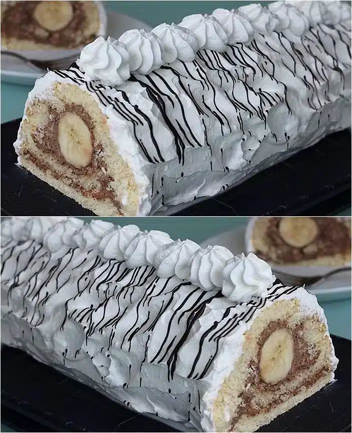 Einfache Zubereitung und toller Geschmack. Banana-Split-Rolle: Bananen mit Schoko-Sahne-Creme umhüllt