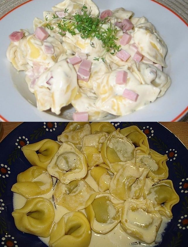 Tortellini mit Käse – Sahne – Soße