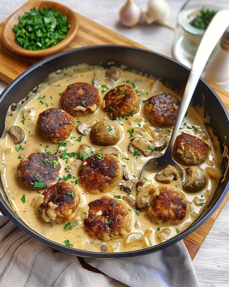 Ofenfrikadellen In Champignon Rahmsoße