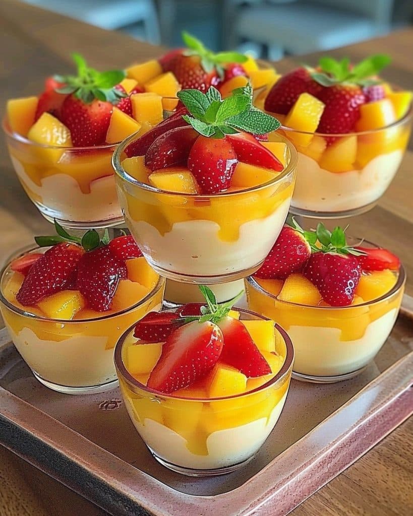 Leichtes Erdbeer-Mango Dessert, in 5 Minuten zubereitet - Yum Kuchen