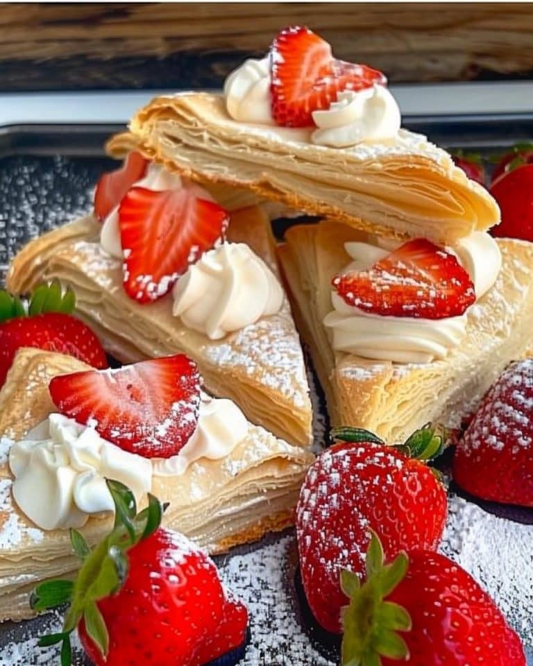 Erdbeerkissen aus Blätterteig, schnell gebacken