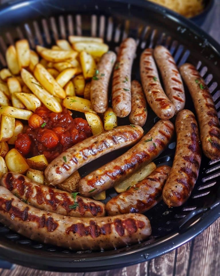 Pommes mit Würstchen