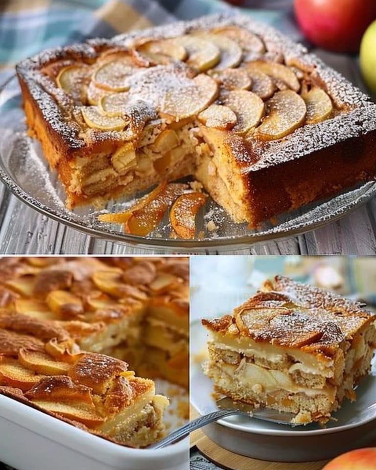 Gestreuter Tassenkuchen mit Äpfeln