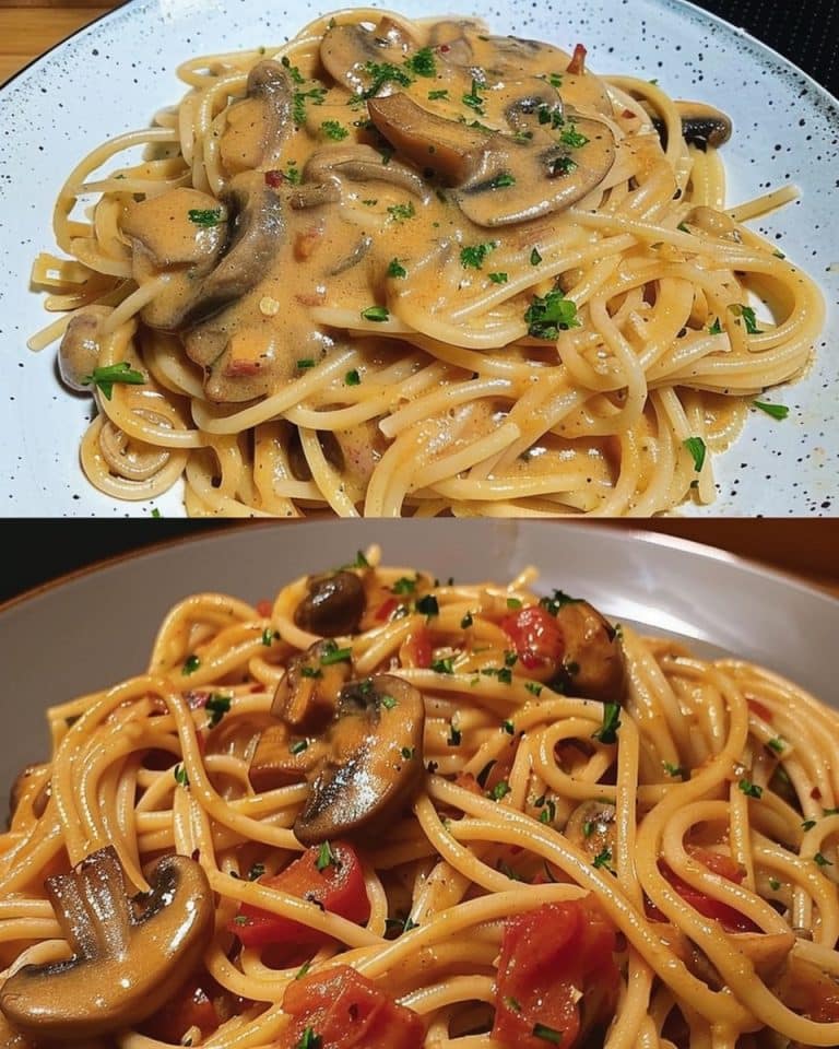 Champignons Spaghetti aus der Pfanne, in wenigen Minuten schon fertig