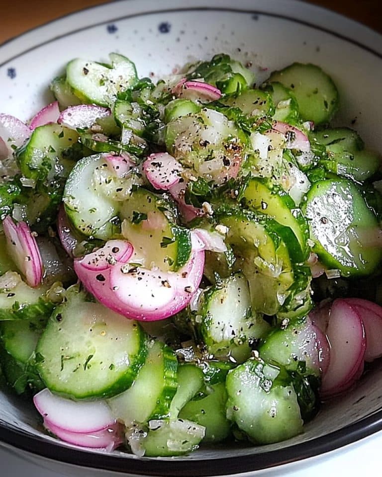 Gurkensalat mit Essig und Öl