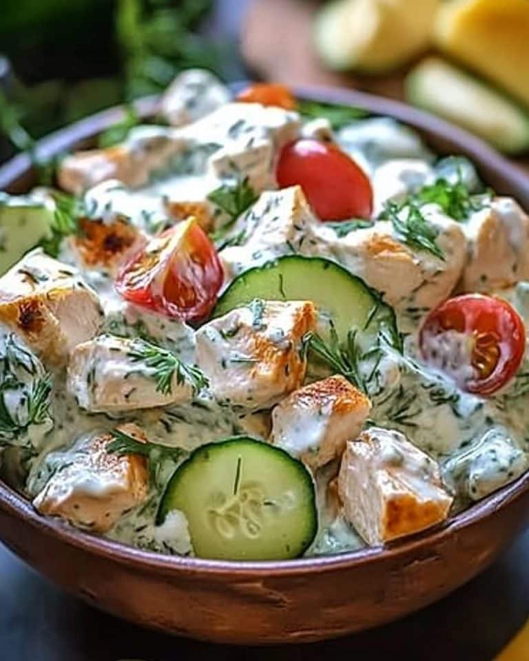 Griechischer Hähnchen Salat mit 200 g Tzatziki