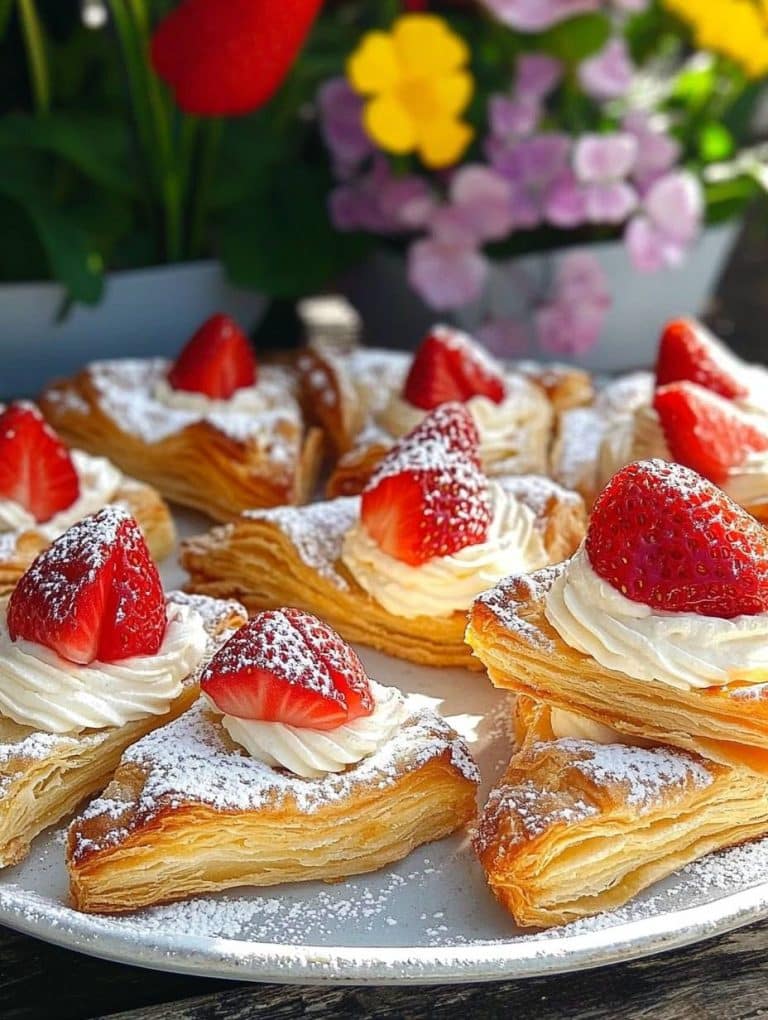 Erdbeerkissen aus Blätterteig mit 500 g Erdbeeren & Mandeln