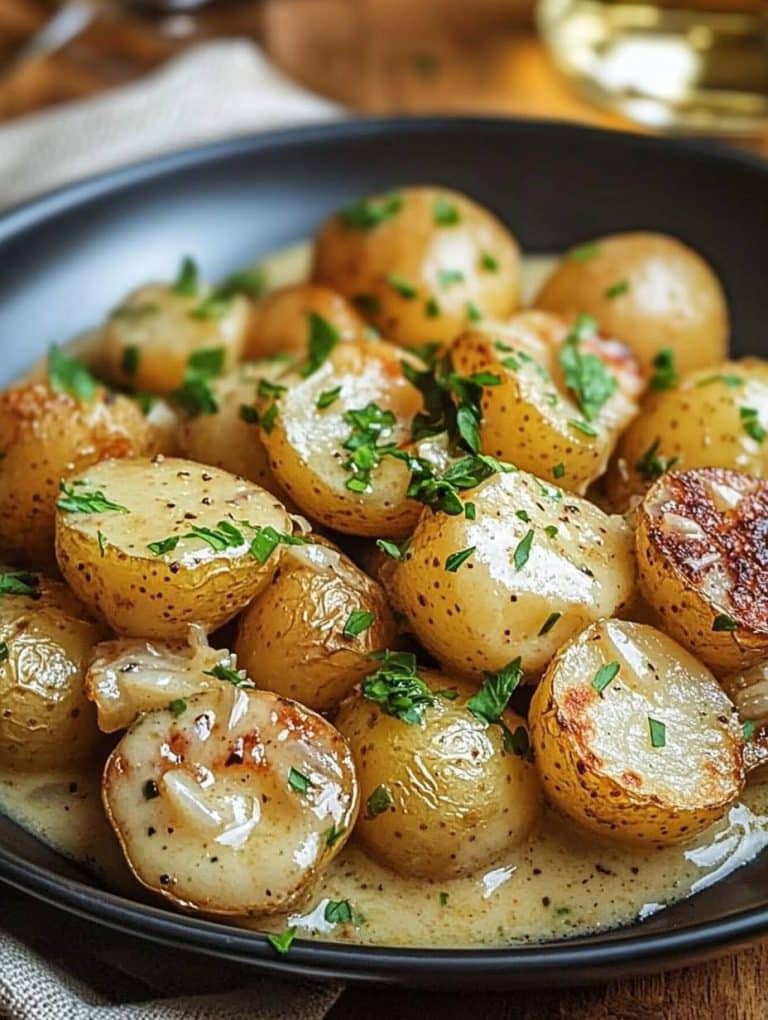 Kartoffeln in cremiger Knoblauchsoße