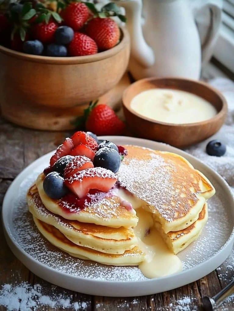 Quark Pfannkuchen mit 2 Packung Vanillepudding ganz ohne Mehl