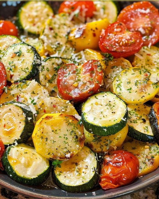 Gerösteter Knoblauch Parmesan Zucchini