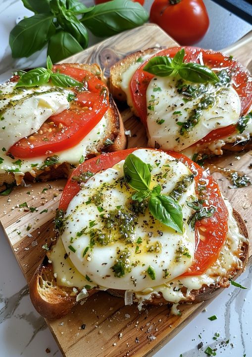 Tomaten Mozzarella Toast im Ofen gebacken