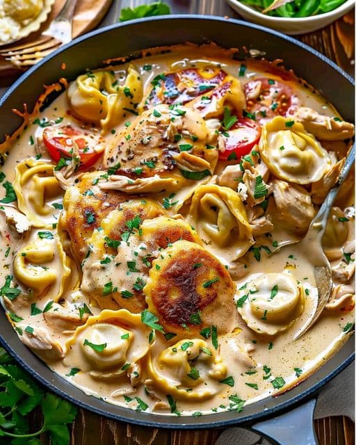 Cremige Tortellini in Hähnchen Schmand 10 Minuten