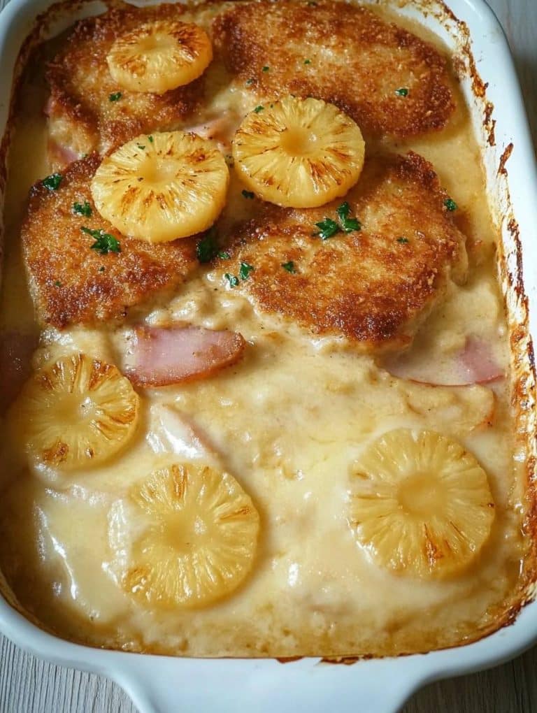 Ananas-Schinken-Schnitzel mit Käse überbacken