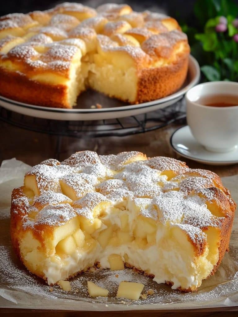 Apfelkuchen mit Vanillepudding