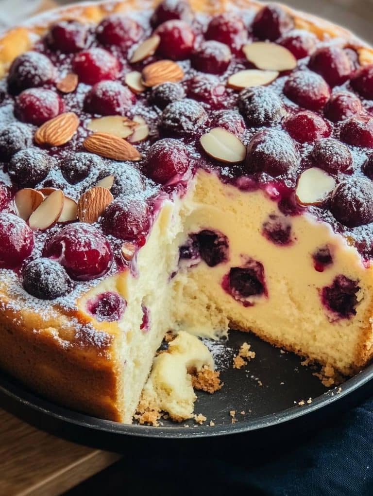 Blitz Kirschkuchen mit Vanillepudding, schmilzt im Mund!