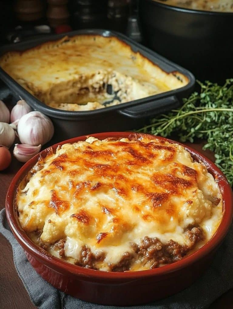 Blumenkohl mit Hackfleisch, überbacken