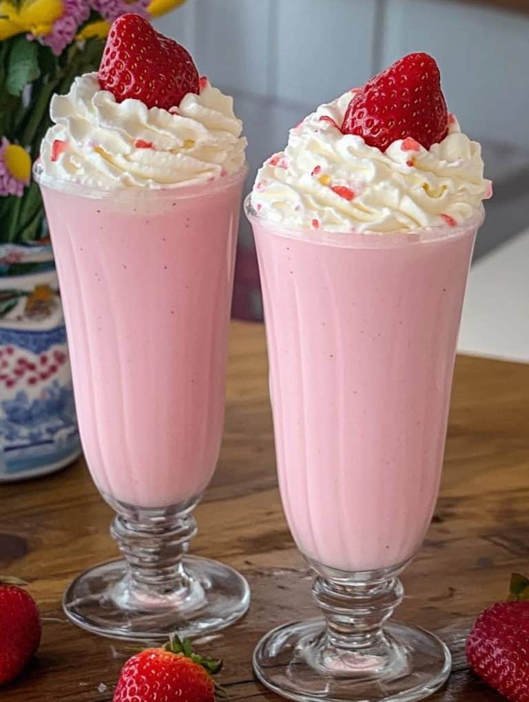 Erdbeer Milkshake mit nur 3 Zutaten, so lecker und gesund