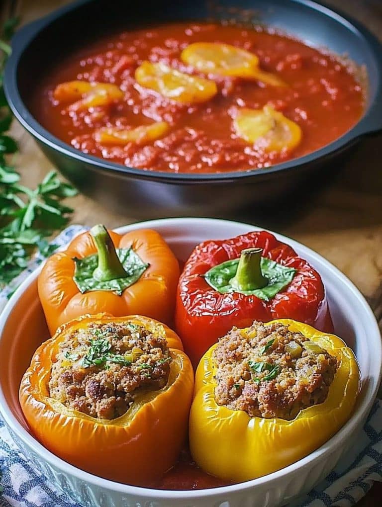 Gefüllte Paprika mit einer würzigen Soße