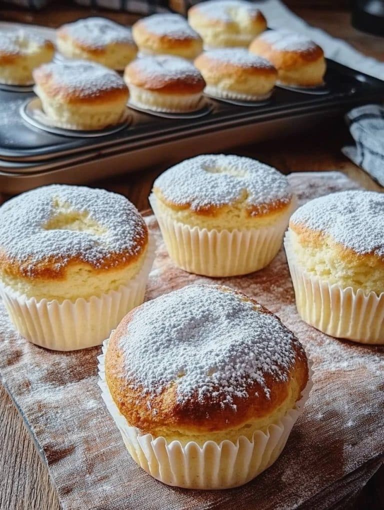 Käsekuchen Muffins gefüllt mit Vanillepudding