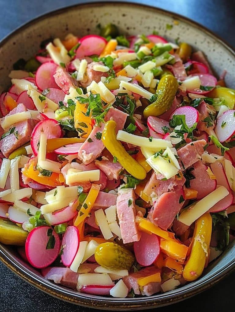 Radieschen Käse Salat, Sommersalat zum Sattessen