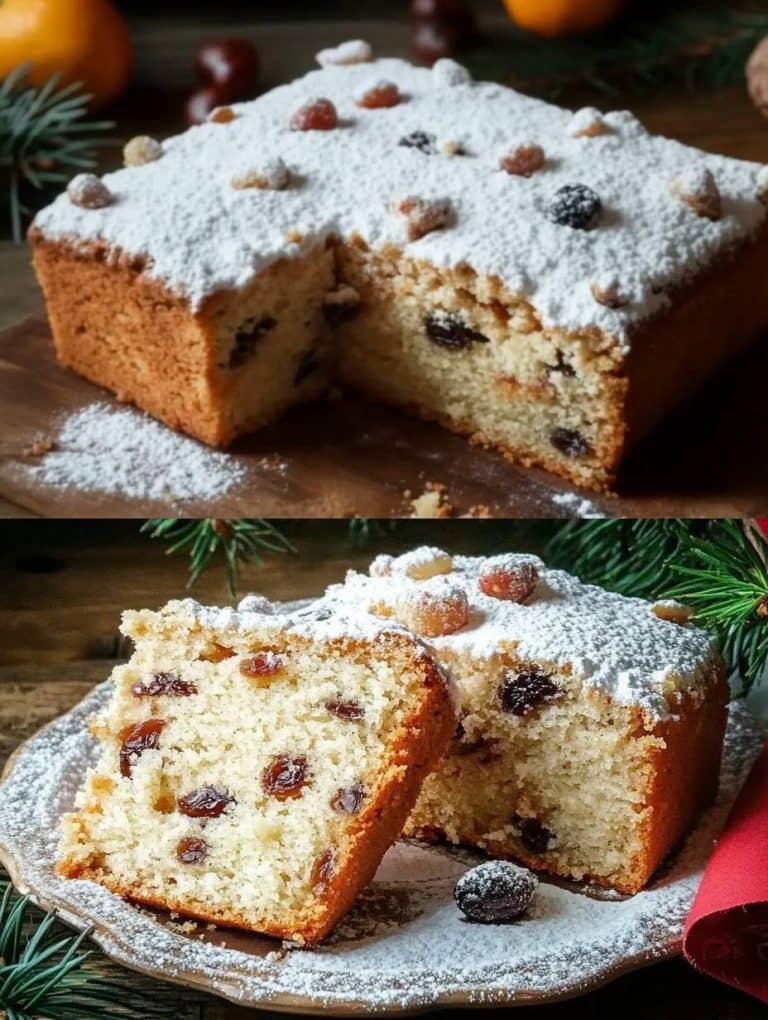 Stollenkuchen vom Blech mit Marzipan