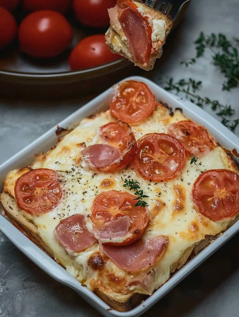 Toast Mozzarella Auflauf aus dem Backofen