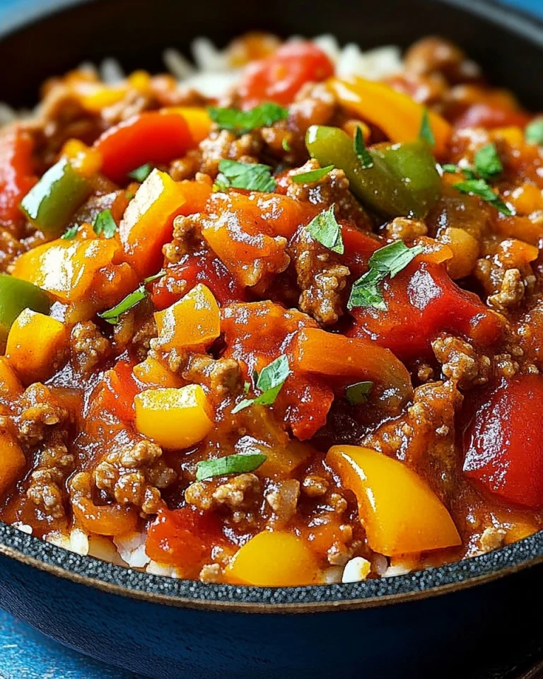 Aromatische Paprika-Hack-Pfanne mit Reis