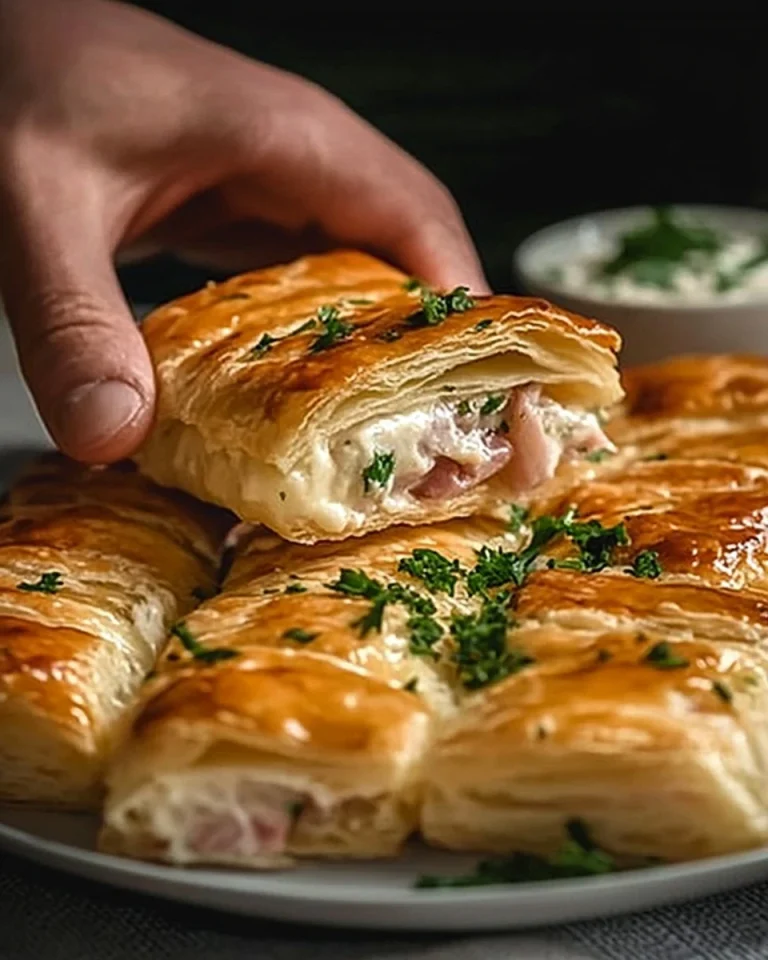 Blätterteigtaschen mit Schinken und Käse