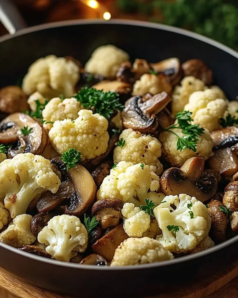 Blumenkohl Champignons Pfanne mit Knoblauch