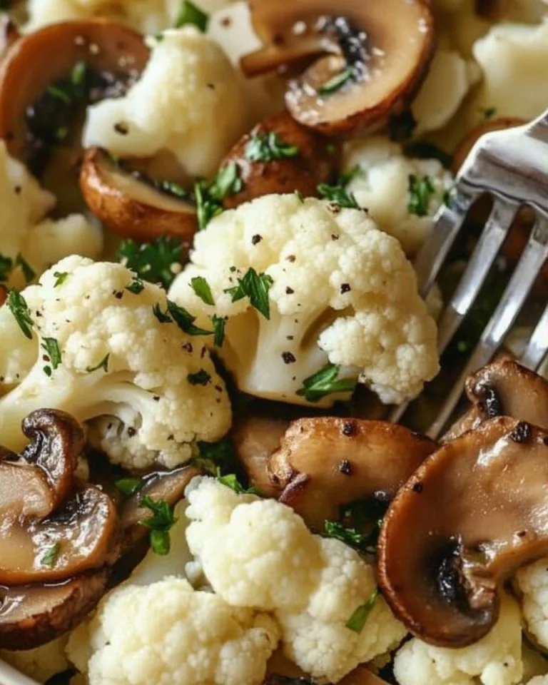 Blumenkohl Champignons Pfanne mit Knoblauch