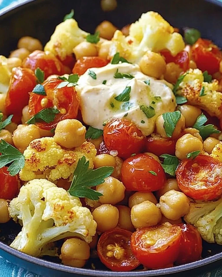 Blumenkohl-Kichererbsen-Pfanne mit Dip