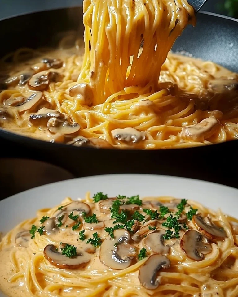 Champignons Spaghetti aus der Pfanne