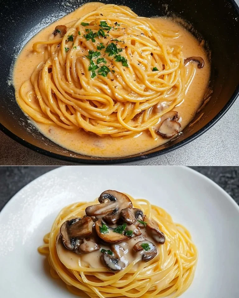 Champignons Spaghetti aus der Pfanne