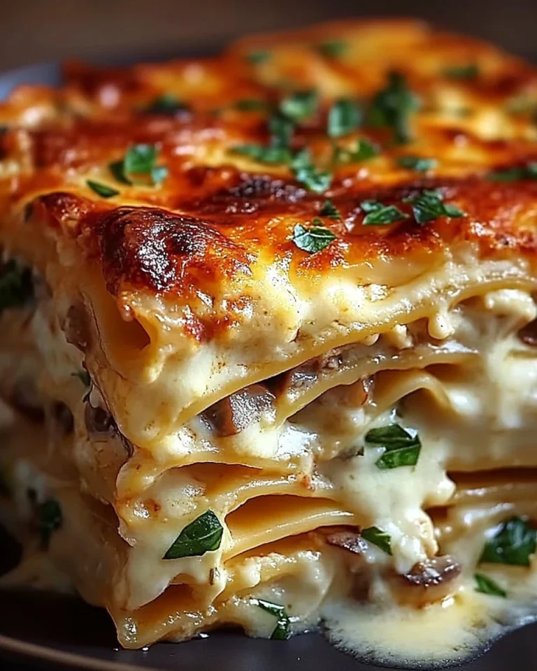 Cremige Spinat- und Pilzlasagne