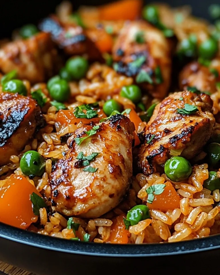 Einfache Paprika-Reispfanne mit Hähnchen