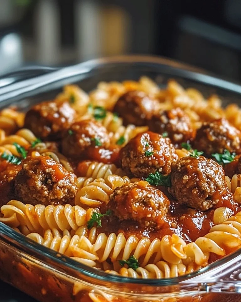 Fleischbällchen und Nudelauflauf