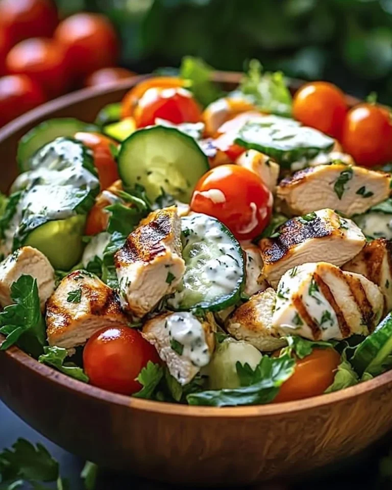 Griechischer Hähnchen Salat mit Tzatziki