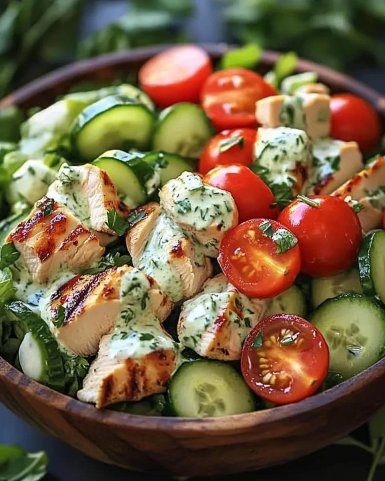 Griechischer Hähnchen Salat mit Tzatziki