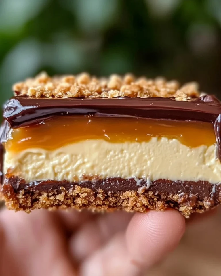 Hausgemachter No-Bake Twix Käsekuchen