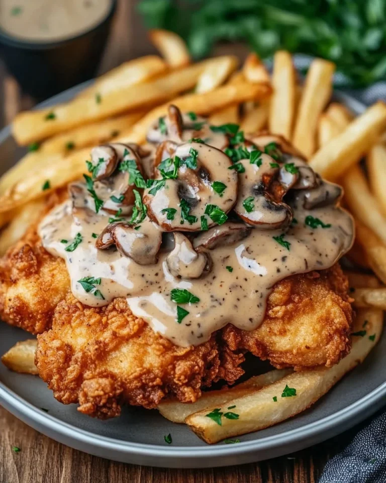 Jägerschnitzel mit Jägersoße, Pommes & Champignons