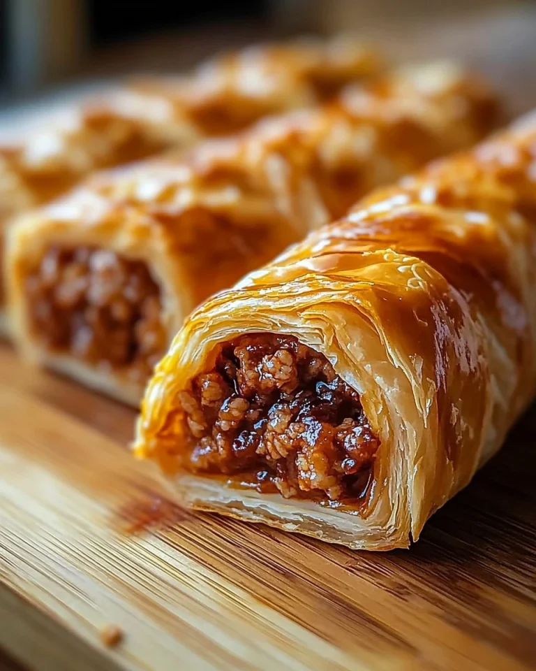 Pizzateig eingerollt mit Hackfleisch