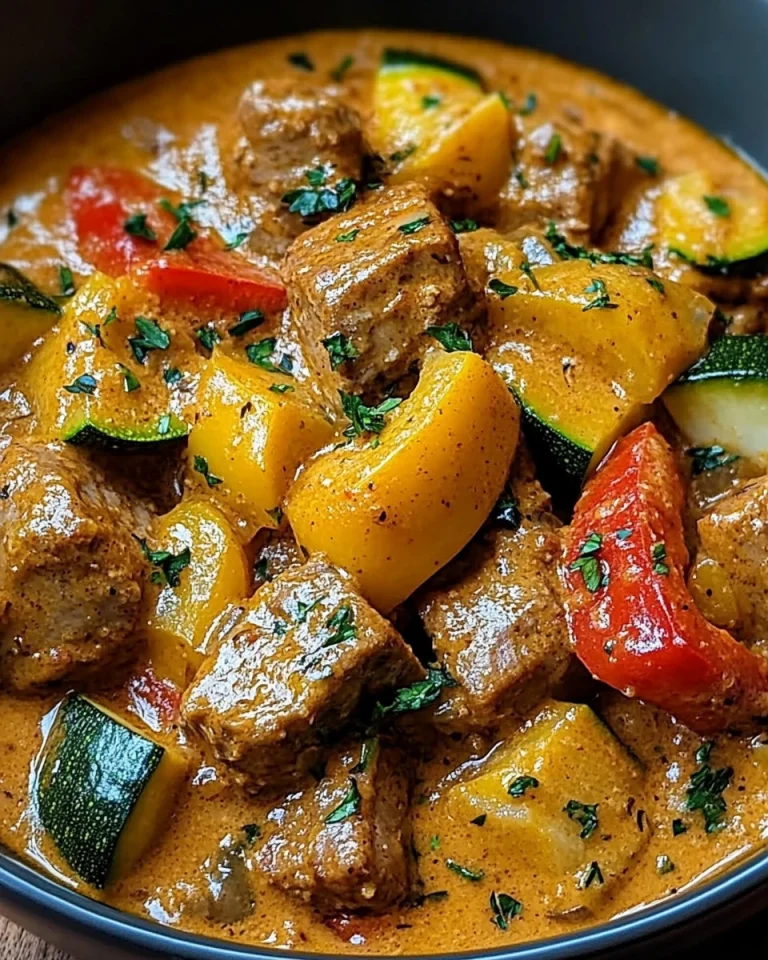 Putengulasch mit Paprika und Zucchini
