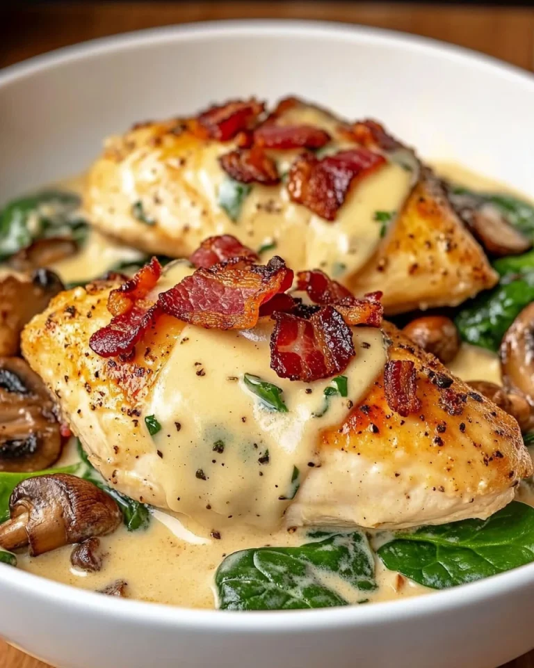 Spinat-Hähnchen mit Champignons