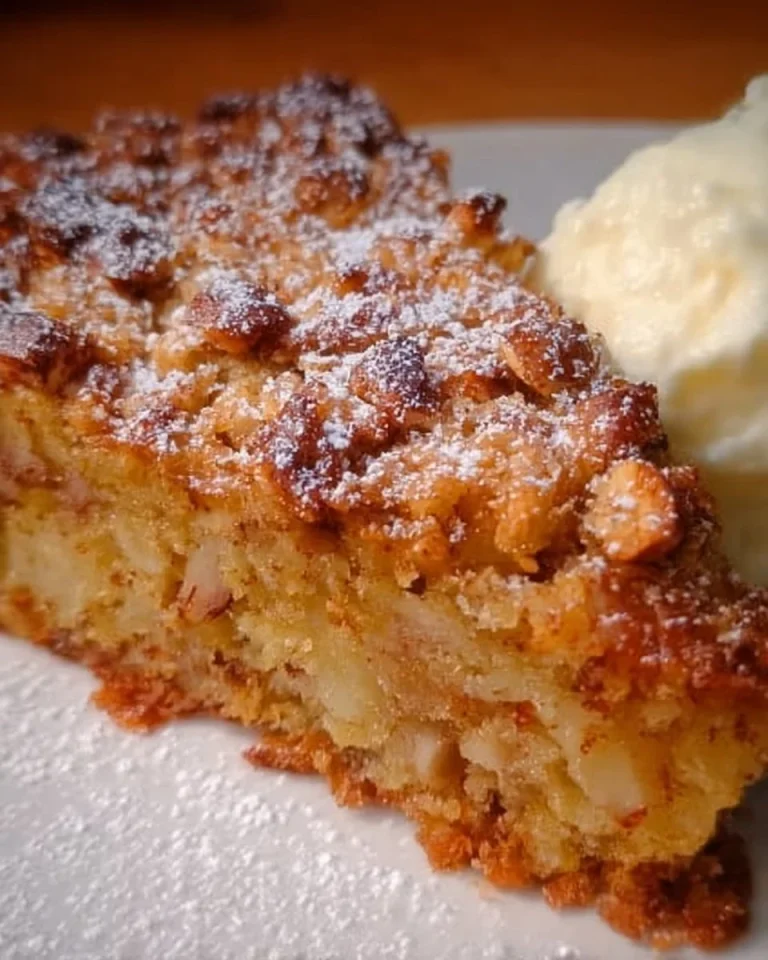 Saftiger Apfel-Zimt-Nusskuchen auf einem Teller, dekoriert mit Nüssen und Zimt.